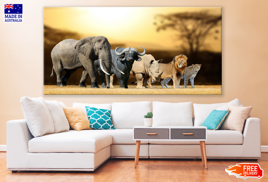 Elephant, Buffalo, Rhinoceros, Lion & Leopard Photograph Print 100% Australian Made