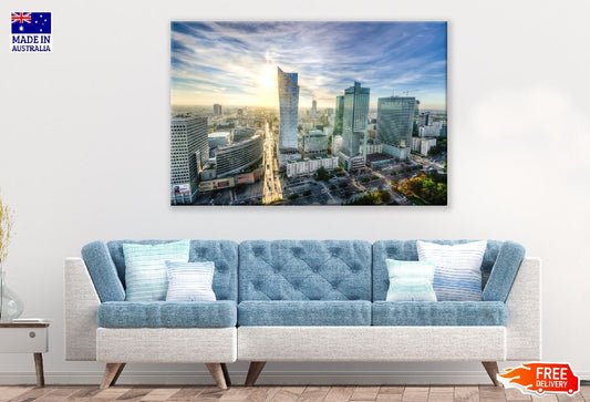Warsaw Skyline Poland, Aerial Photograph Print 100% Australian Made