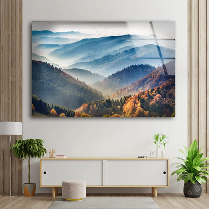 Misty Mountain Scenery Photograph Acrylic Glass Print Tempered Glass Wall Art 100% Made in Australia Ready to Hang