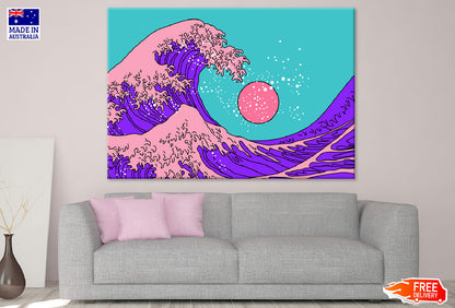 Sea Waves & Sun Illustration Print 100% Australian Made