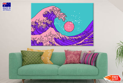 Sea Waves & Sun Illustration Print 100% Australian Made
