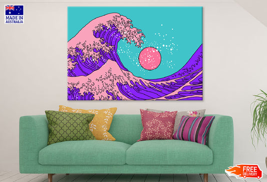 Sea Waves & Sun Illustration Print 100% Australian Made