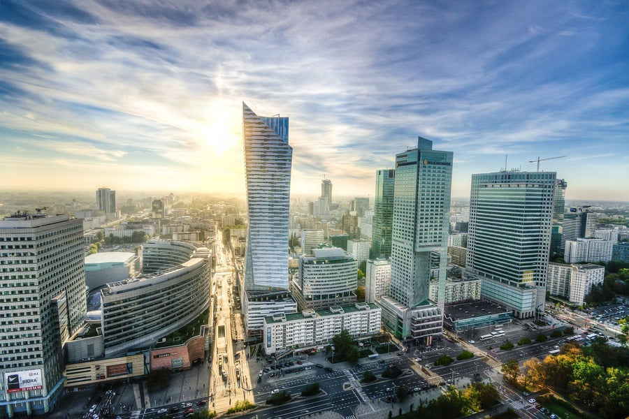 Warsaw Skyline Poland, Aerial Photograph Print 100% Australian Made