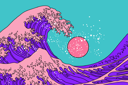 Sea Waves & Sun Illustration Print 100% Australian Made
