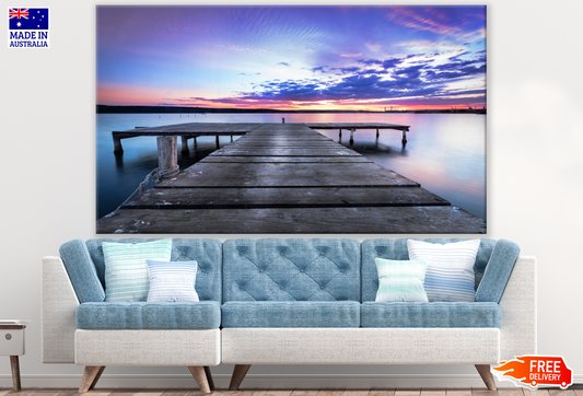 Wooden Pier & Silent Sea In Sunset Print 100% Australian Made