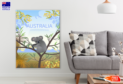 Koala bear On a Tree Vector Cartoon Art Print 100% Australian Made