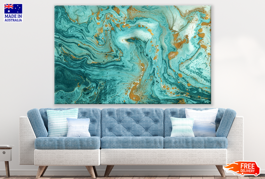 Blue & Gold Abstract Painting Print 100% Australian Made