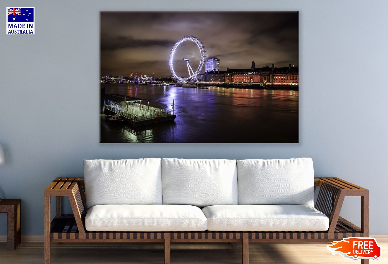 Millennium Wheel on South Bank of the River Thames in London Print 100% Australian Made