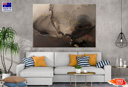 Dark Brown Black & Gold Abstract Design Print 100% Australian Made