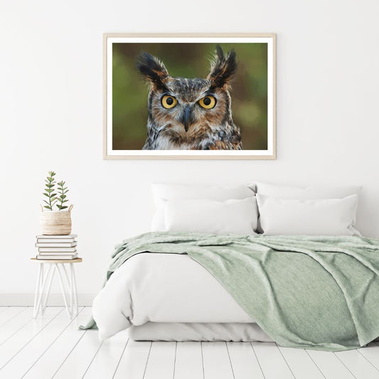 Owl Face Portrait Photograph Home Decor Premium Quality Poster Print Choose Your Sizes