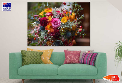 Colorful Flowers Bouquet View Photograph Print 100% Australian Made