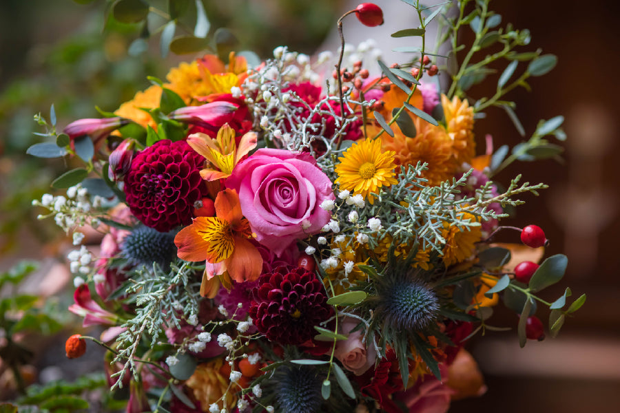 Colorful Flowers Bouquet View Photograph Print 100% Australian Made