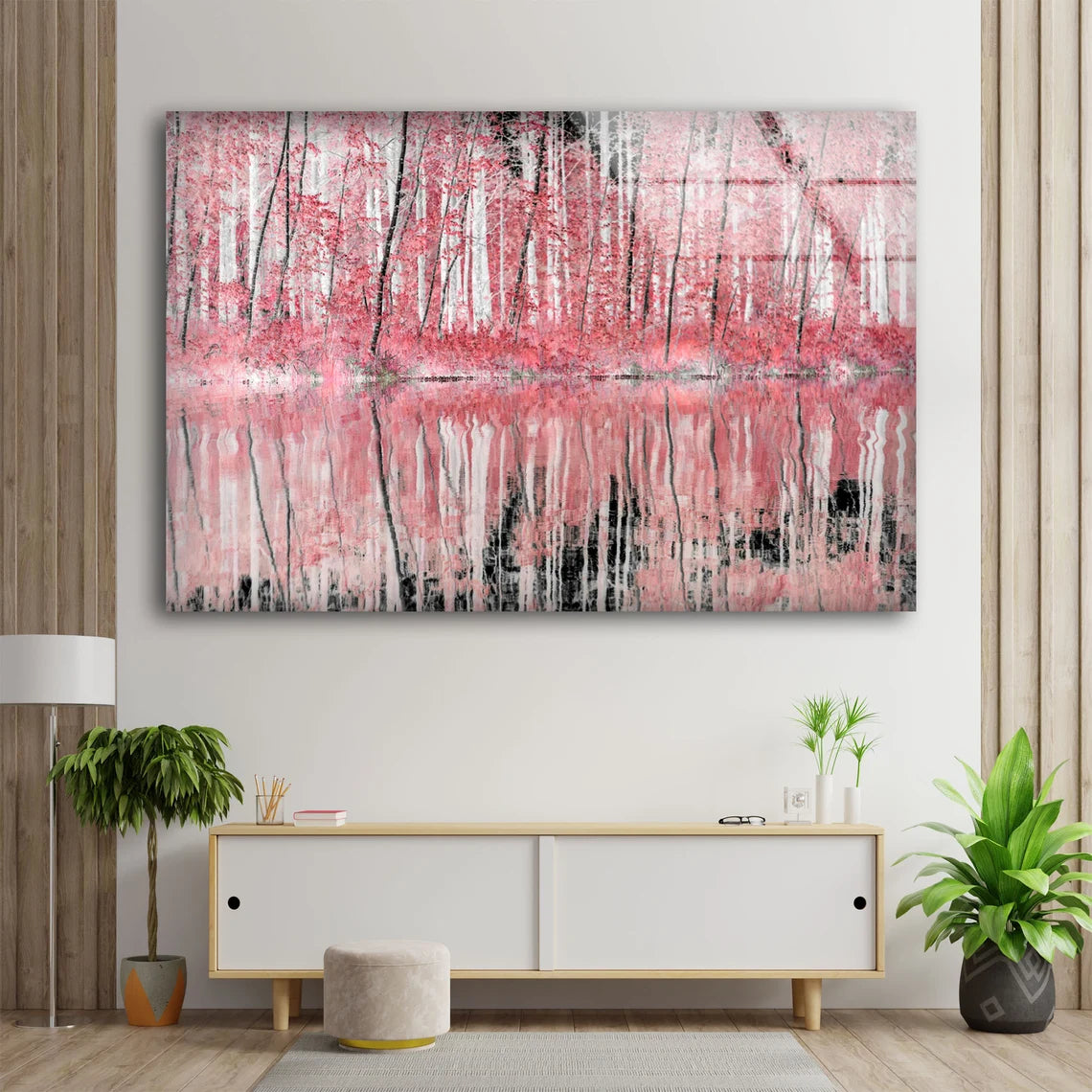 Pink Tree Forest Photograph Acrylic Glass Print Tempered Glass Wall Art 100% Made in Australia Ready to Hang