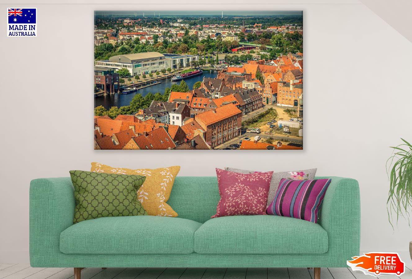 Hanseatic City Aerial View Photograph, Germany Print 100% Australian Made