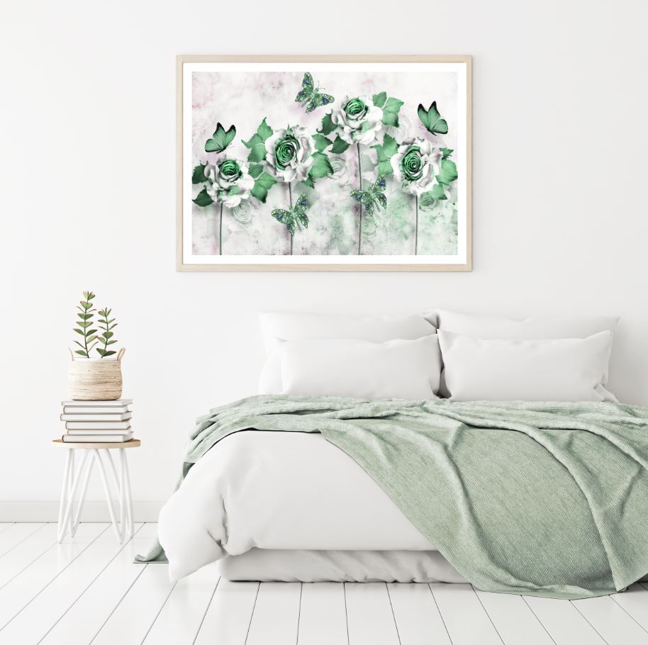 Butterflies & Flowers 3D Design Home Decor Premium Quality Poster Print Choose Your Sizes