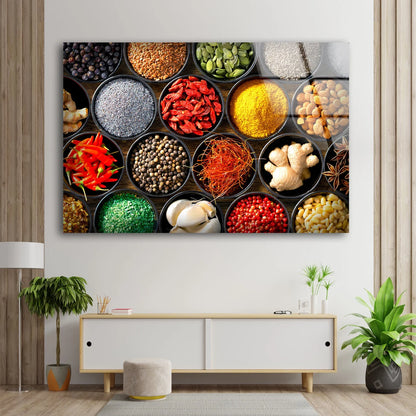 Spices on Cups Photograph Acrylic Glass Print Tempered Glass Wall Art 100% Made in Australia Ready to Hang