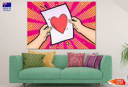 Heart Shape on Letter & Hands Illustration Print 100% Australian Made