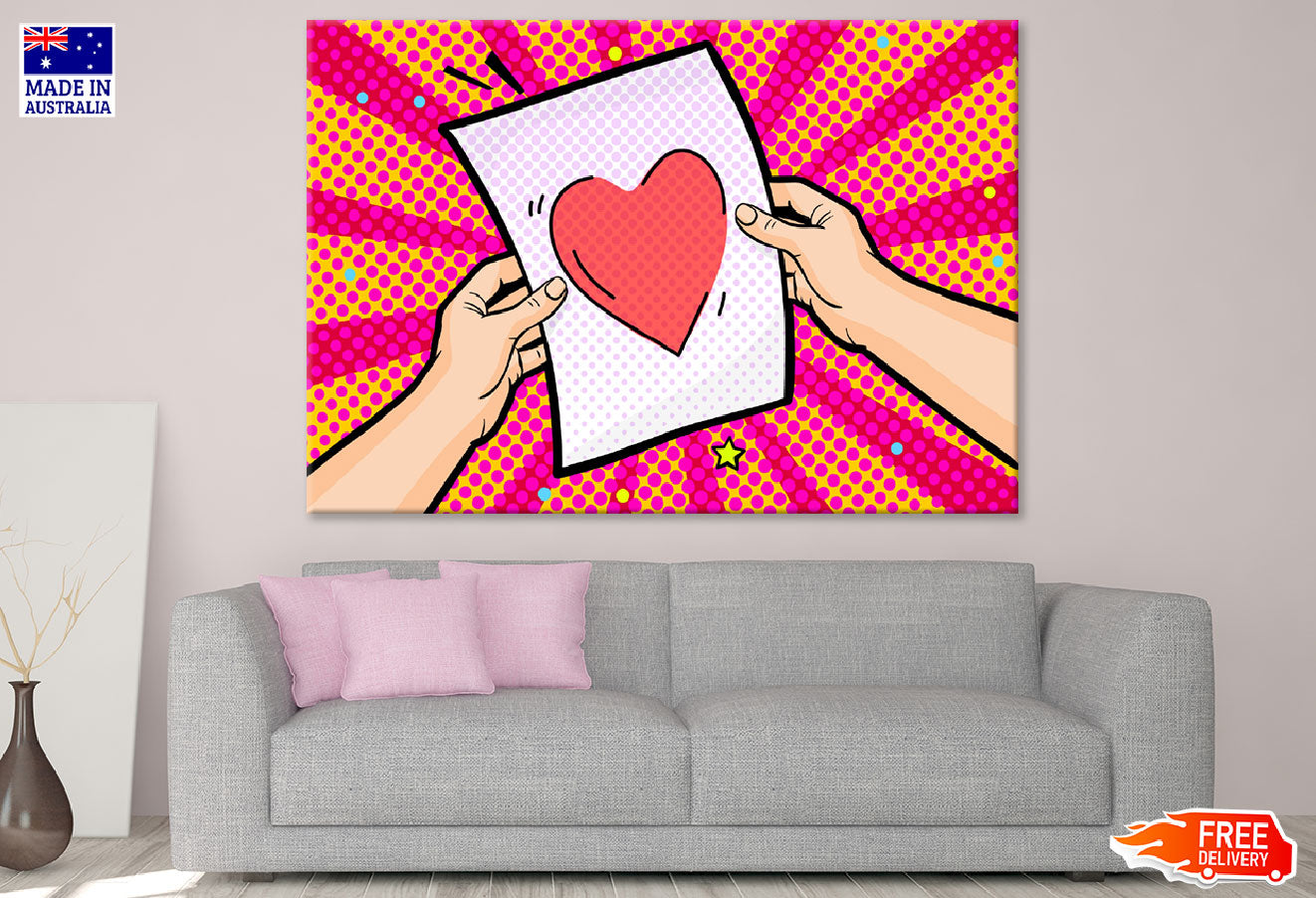 Heart Shape on Letter & Hands Illustration Print 100% Australian Made