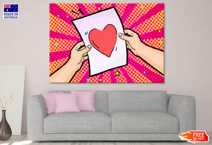 Heart Shape on Letter & Hands Illustration Print 100% Australian Made