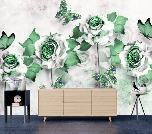 Wallpaper Murals Peel and Stick Removable Floral Design High Quality