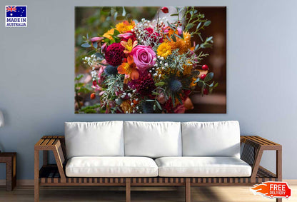 Colorful Flowers Bouquet View Photograph Print 100% Australian Made