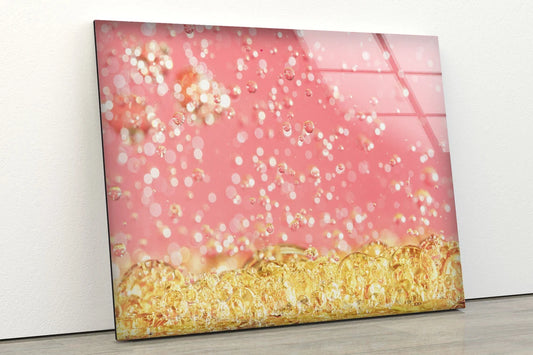 Pink & Gold Waterdrops Photograph Acrylic Glass Print Tempered Glass Wall Art 100% Made in Australia Ready to Hang