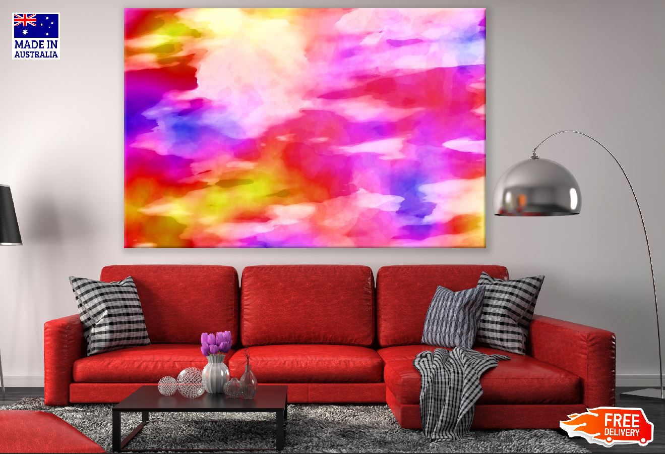 Red Blue & Yellow Abstract Design Print 100% Australian Made