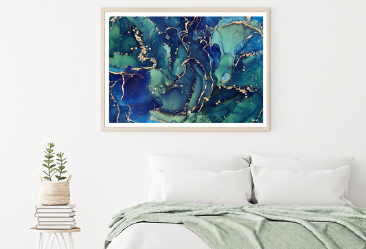 Blue Green & Gold Abstract Design Home Decor Premium Quality Poster Print Choose Your Sizes