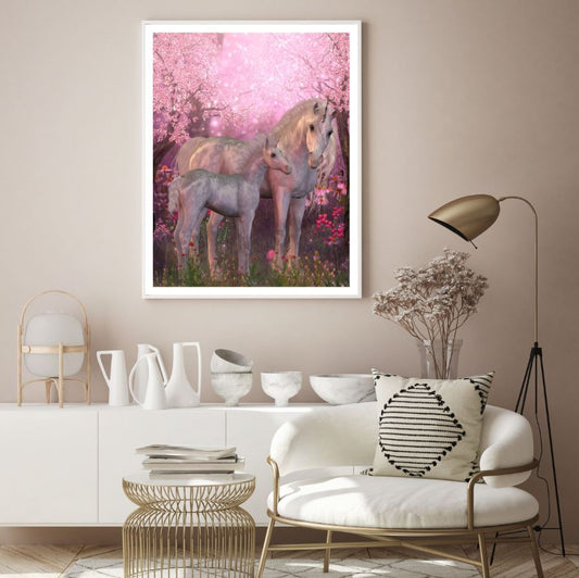 Unicorns in Forest Digital Painting Home Decor Premium Quality Poster Print Choose Your Sizes