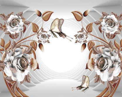 White & Brown Flowers 3D Design Home Decor Premium Quality Poster Print Choose Your Sizes