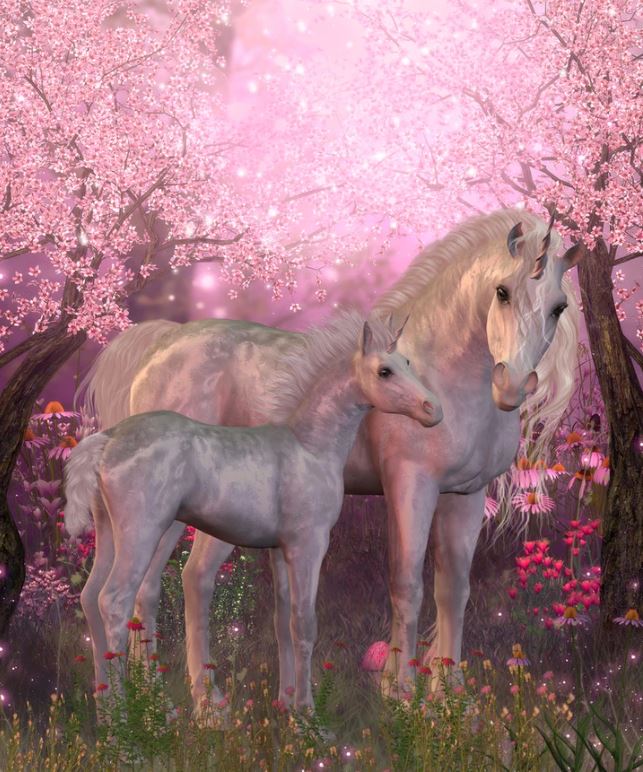 Unicorns in Forest Digital Painting Home Decor Premium Quality Poster Print Choose Your Sizes