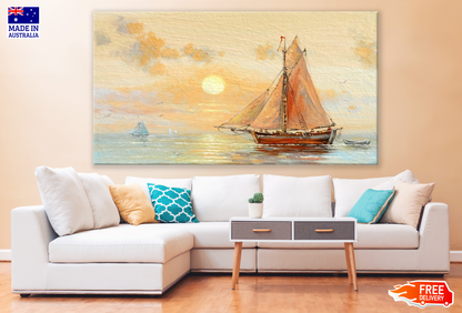 Boat Sailing On Beach Sunset Print 100% Australian Made