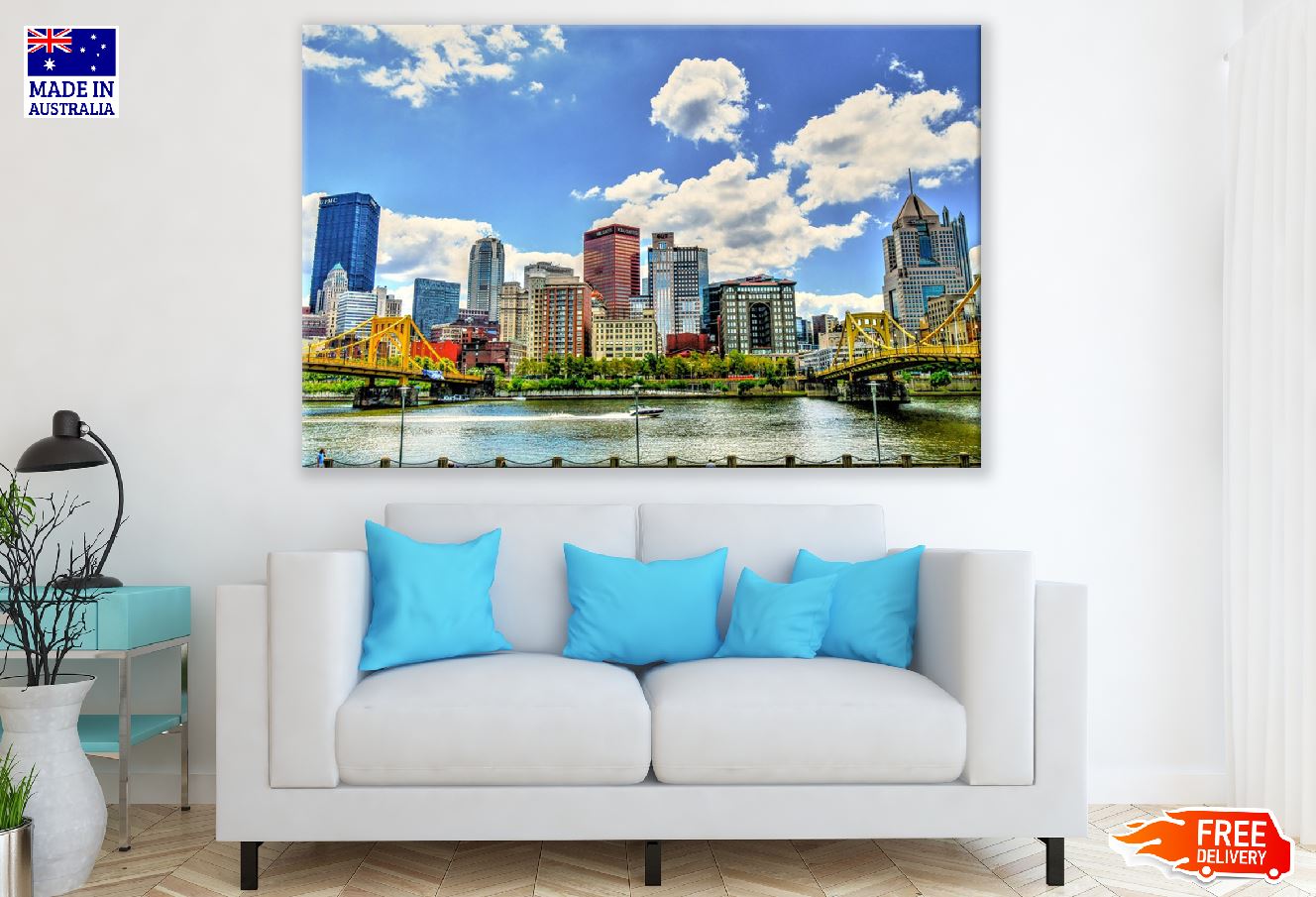 Clemente Bridge in Downtown Pittsburgh Pennsylvania USA Print 100% Australian Made