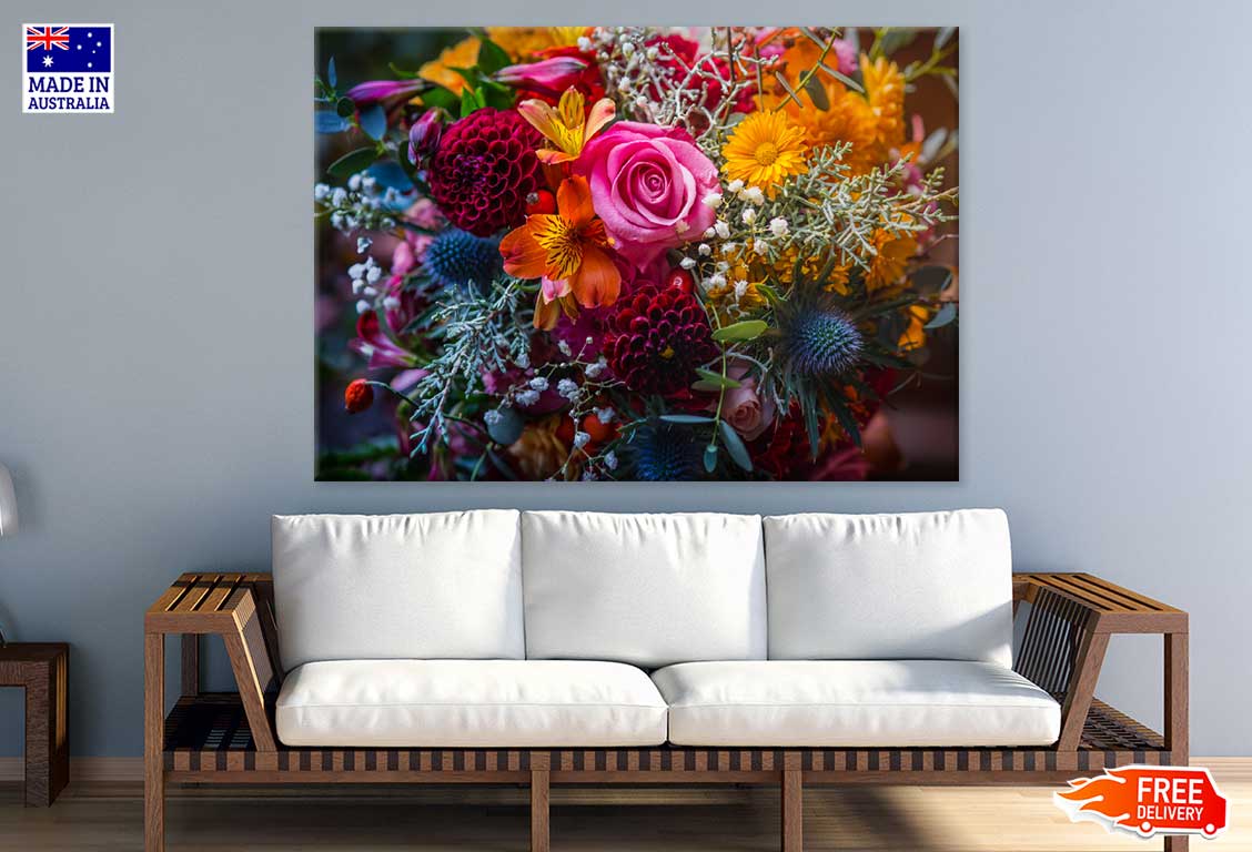 Fall Flowers Bouquet Closeup View Photograh Print 100% Australian Made
