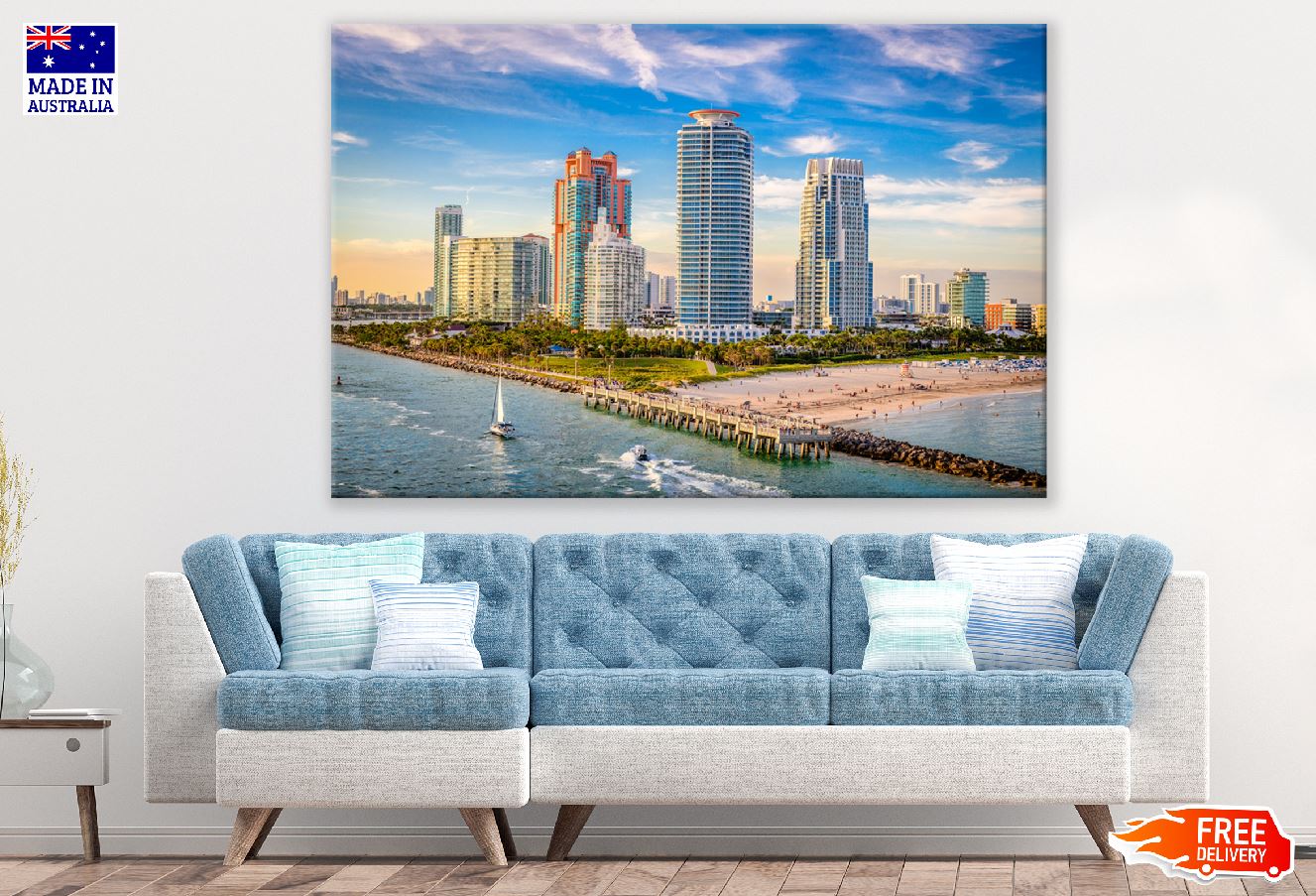 South Beach Skyline Photograph, Miami, Florida, USA Print 100% Australian Made