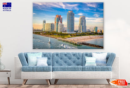 South Beach Skyline Photograph, Miami, Florida, USA Print 100% Australian Made