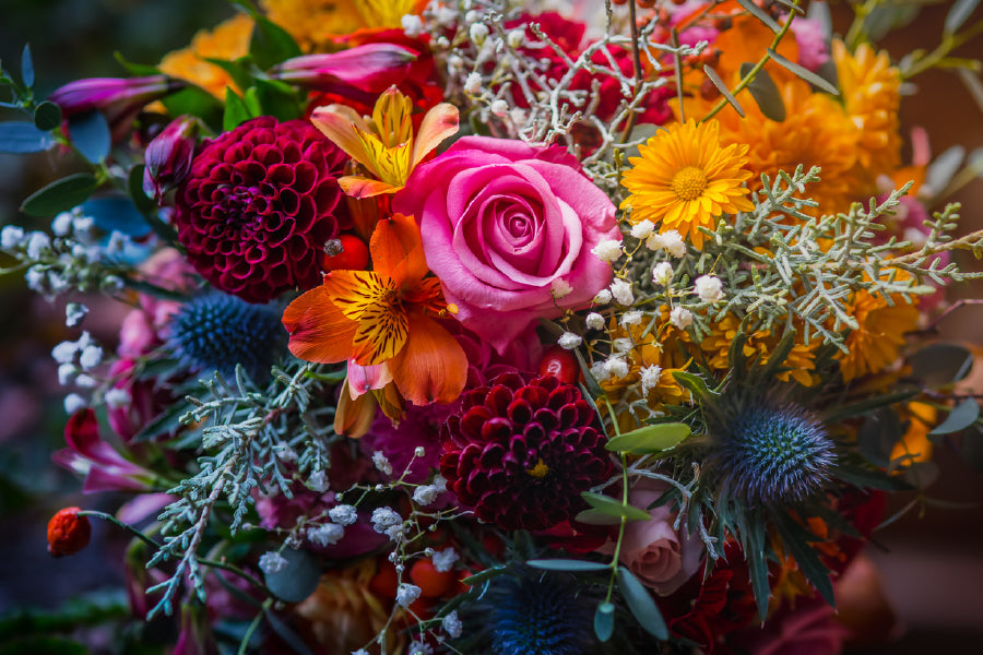 Fall Flowers Bouquet Closeup View Photograh Print 100% Australian Made