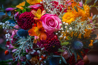 Fall Flowers Bouquet Closeup View Photograh Print 100% Australian Made