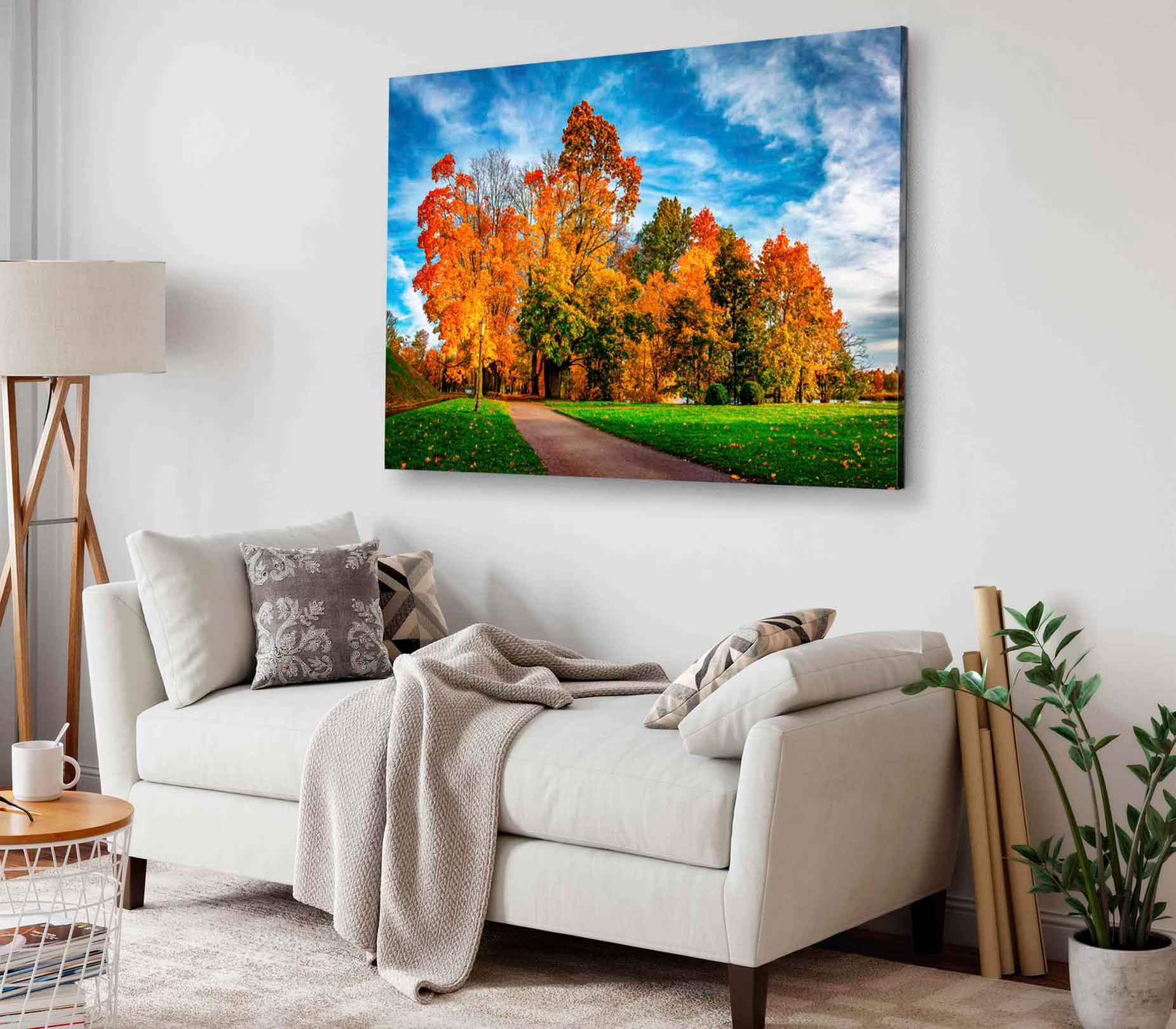 Bella Home Autumn Park in Sunny Bright Day Print Canvas Ready to hang