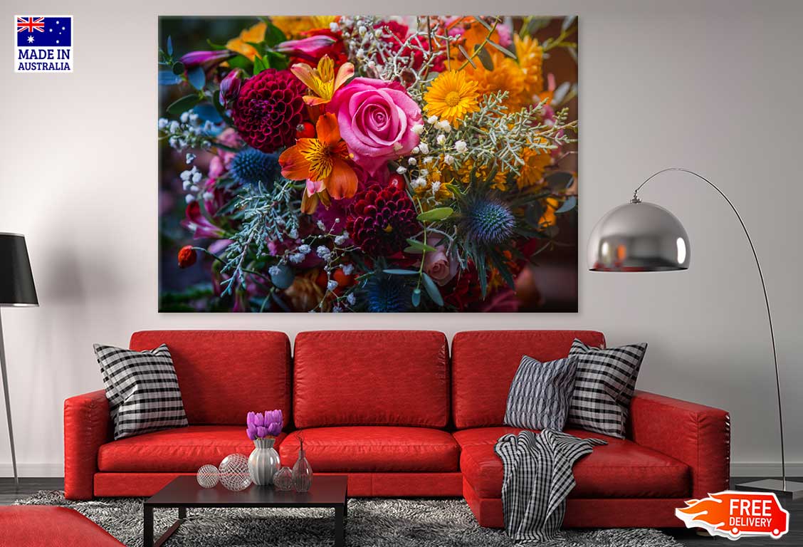 Fall Flowers Bouquet Closeup View Photograh Print 100% Australian Made
