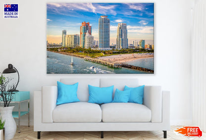 South Beach Skyline Photograph, Miami, Florida, USA Print 100% Australian Made