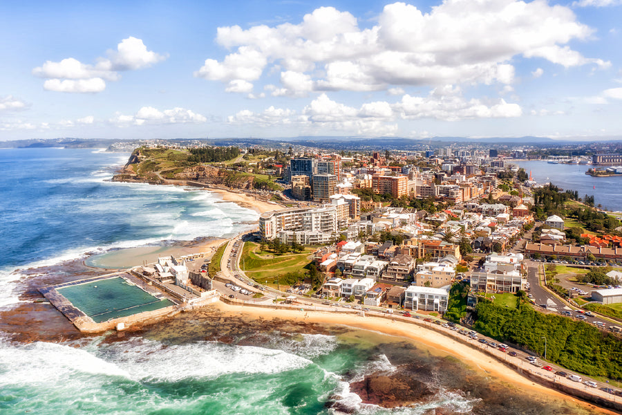 Newcastle City & Sea Aerial View Photograph Print 100% Australian Made