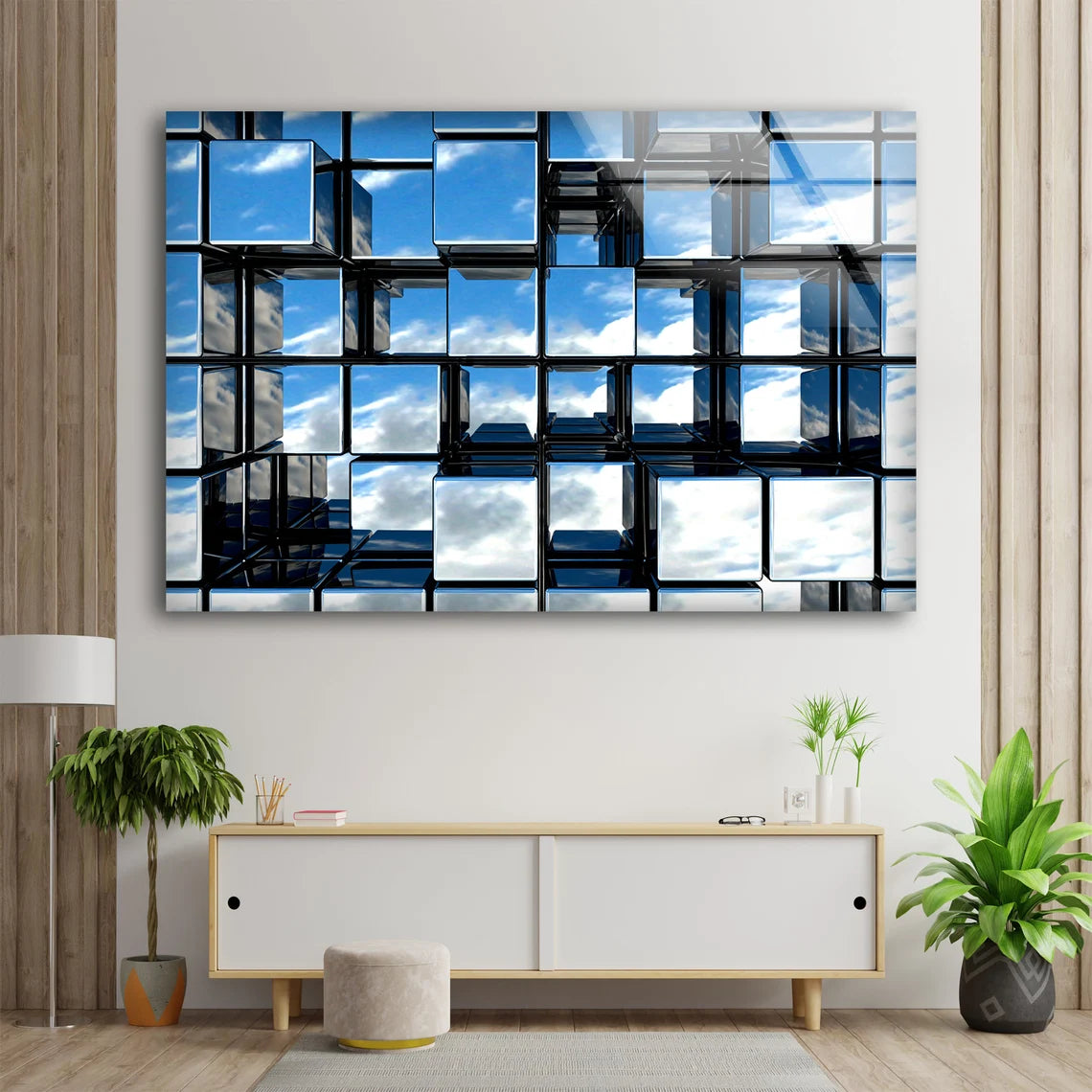 Abstract Box 3D Design Acrylic Glass Print Tempered Glass Wall Art 100% Made in Australia Ready to Hang