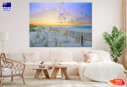 Boat On Sea Shore & Sea Sunset View Print 100% Australian Made