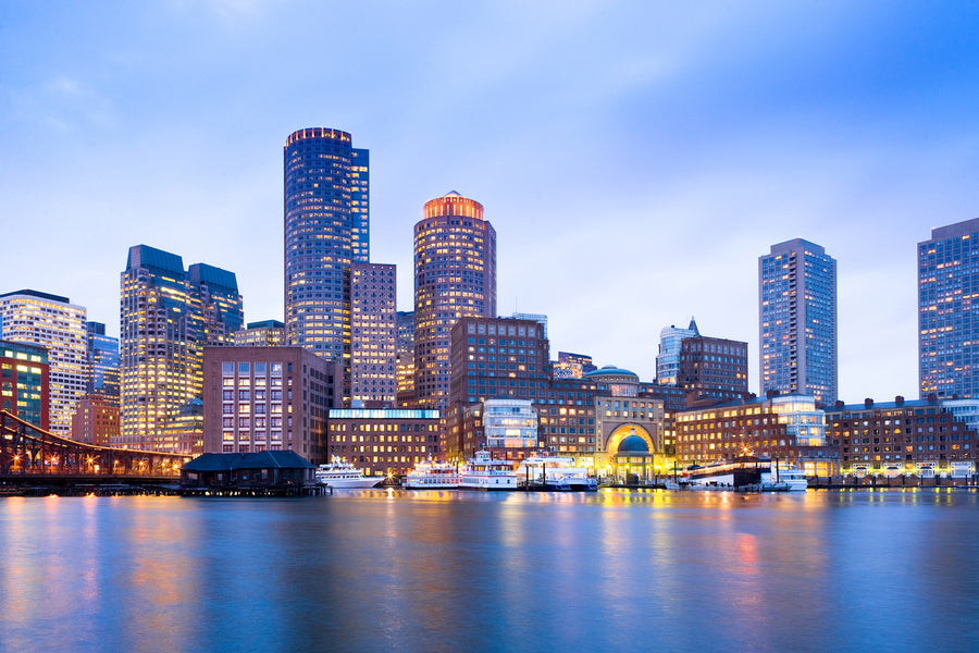 Skyline and Harbour View Boston, Massachusetts, USA Print 100% Australian Made