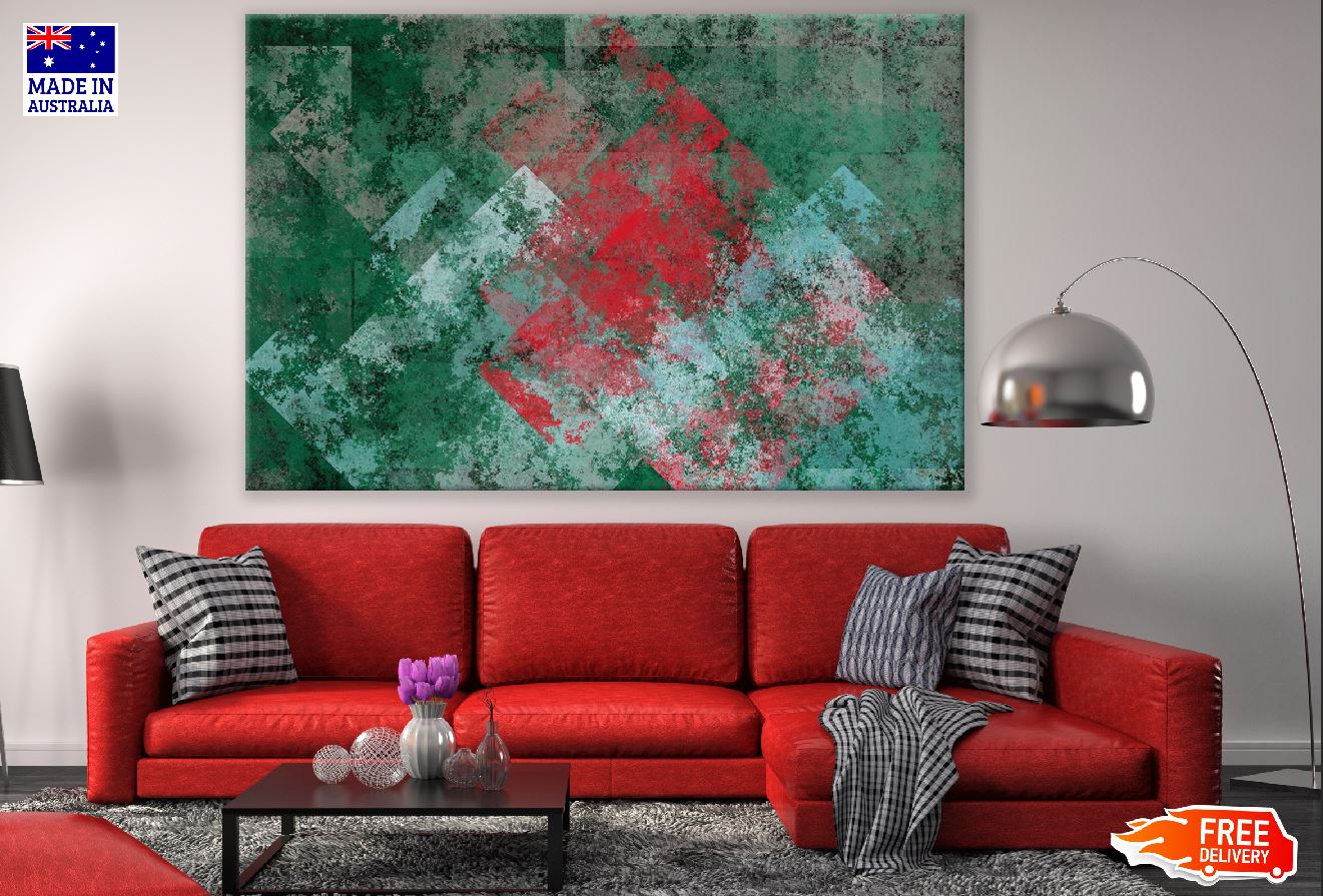 Green & Red Shades Abstract Design Print 100% Australian Made