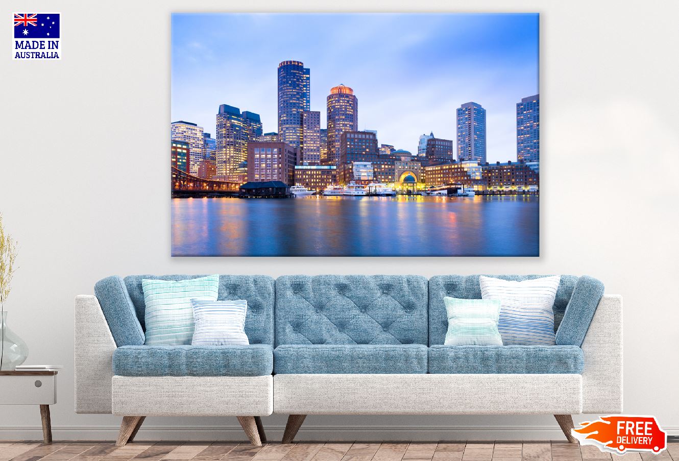 Skyline and Harbour View Boston, Massachusetts, USA Print 100% Australian Made