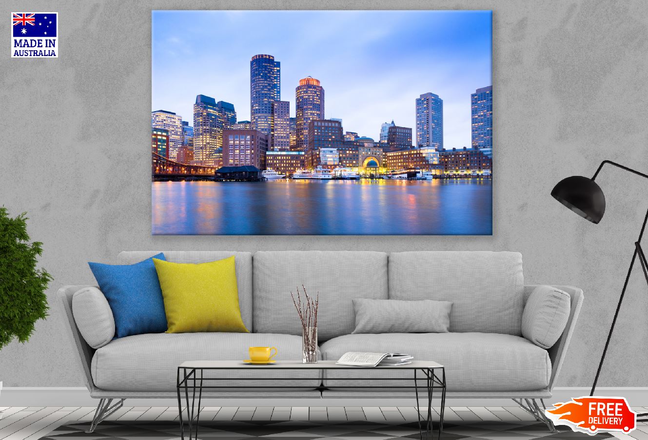 Skyline and Harbour View Boston, Massachusetts, USA Print 100% Australian Made