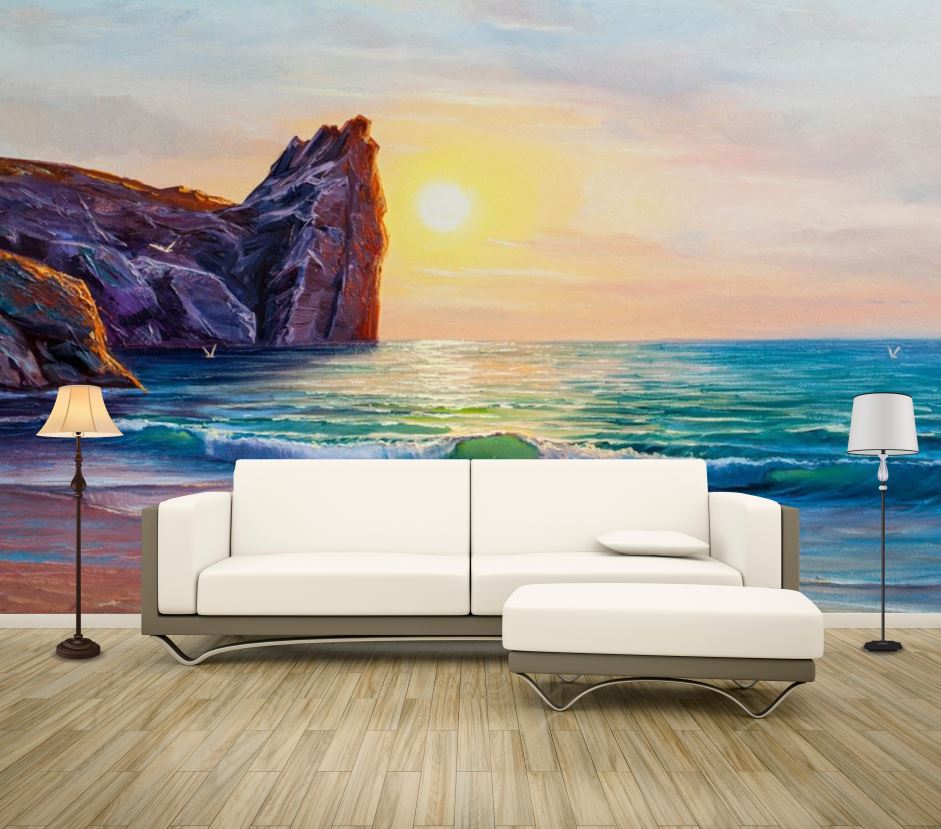 Wallpaper Murals Peel and Stick Removable Beach Painting High Quality