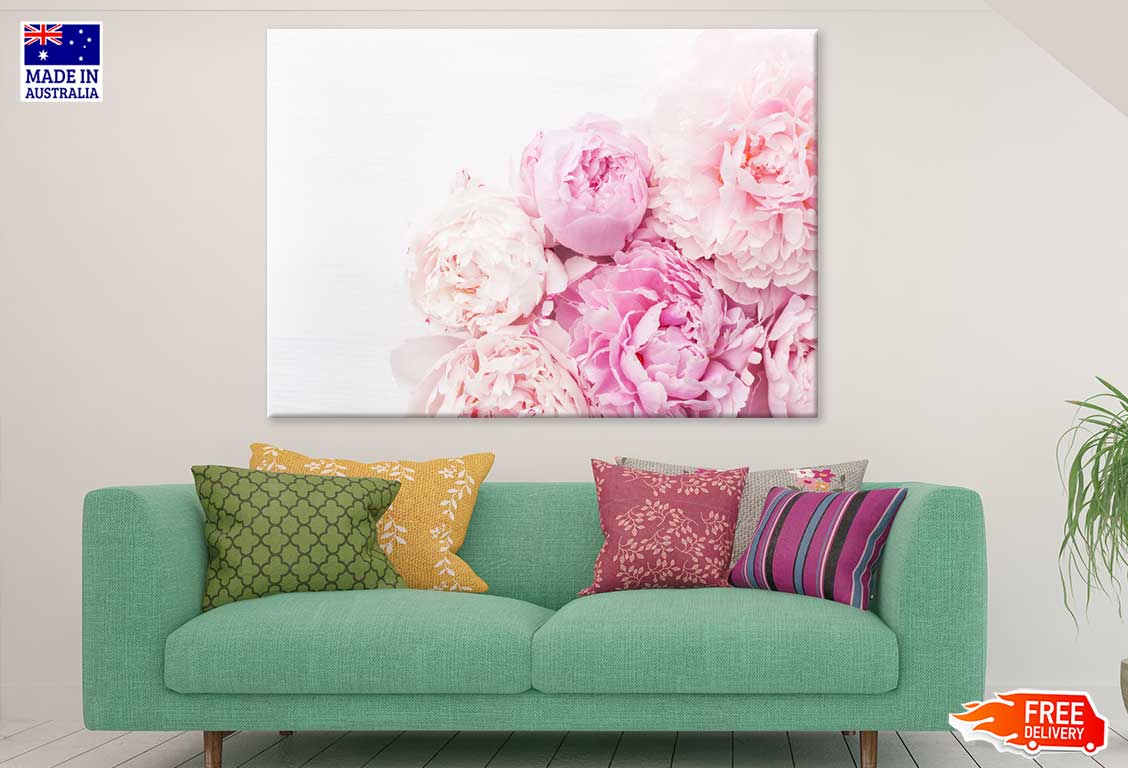 Pink Peony Flowers Closeup View Photograph Print 100% Australian Made